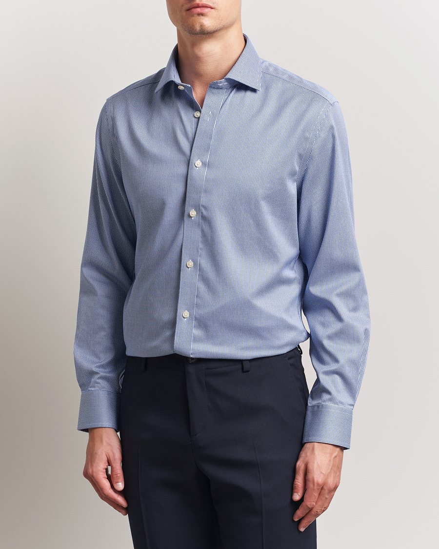 Men | Shirts | Charles Tyrwhitt | Slim Fit Non Iron Puppytooth Shirt Royal Blue