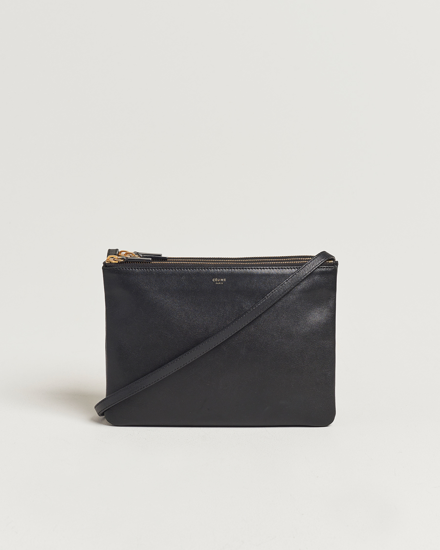 Men | Celine Pre-Owned Trio Leather Handbag Black | Celine Pre-Owned | Trio Leather Handbag Black