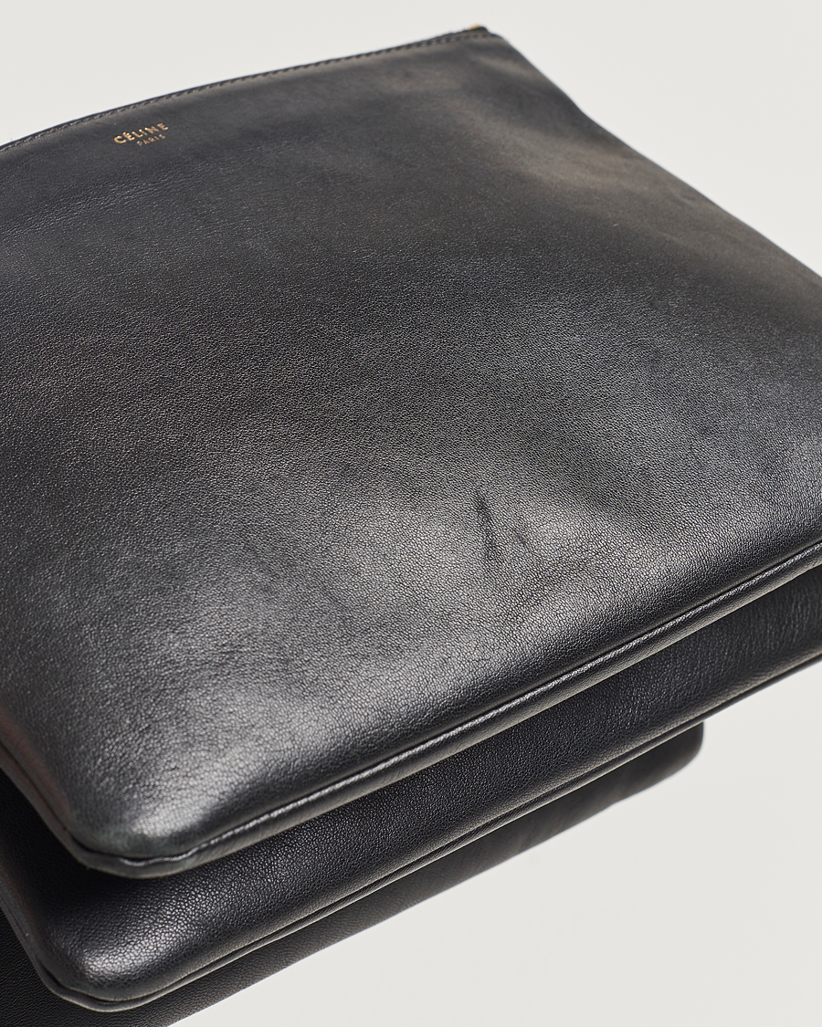 Men | Celine Pre-Owned Trio Leather Handbag Black | Celine Pre-Owned | Trio Leather Handbag Black