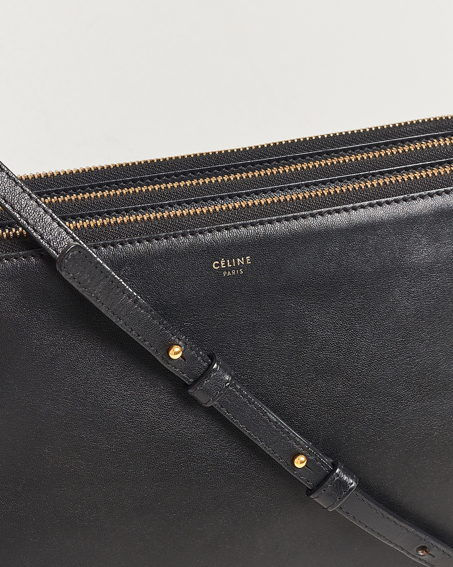 Men | Celine Pre-Owned Trio Leather Handbag Black | Celine Pre-Owned | Trio Leather Handbag Black