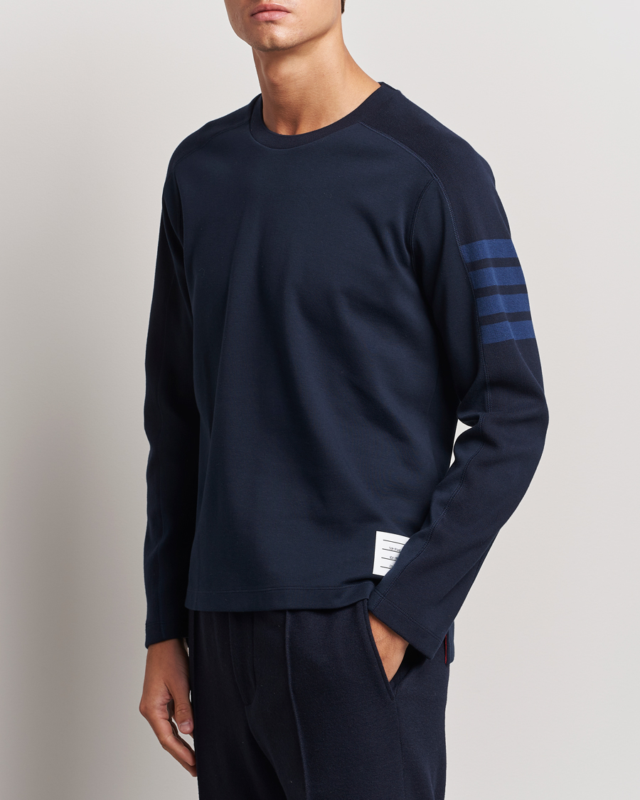 Men |  | Thom Browne | Long Sleeve 4-Bar T-Shirt Navy
