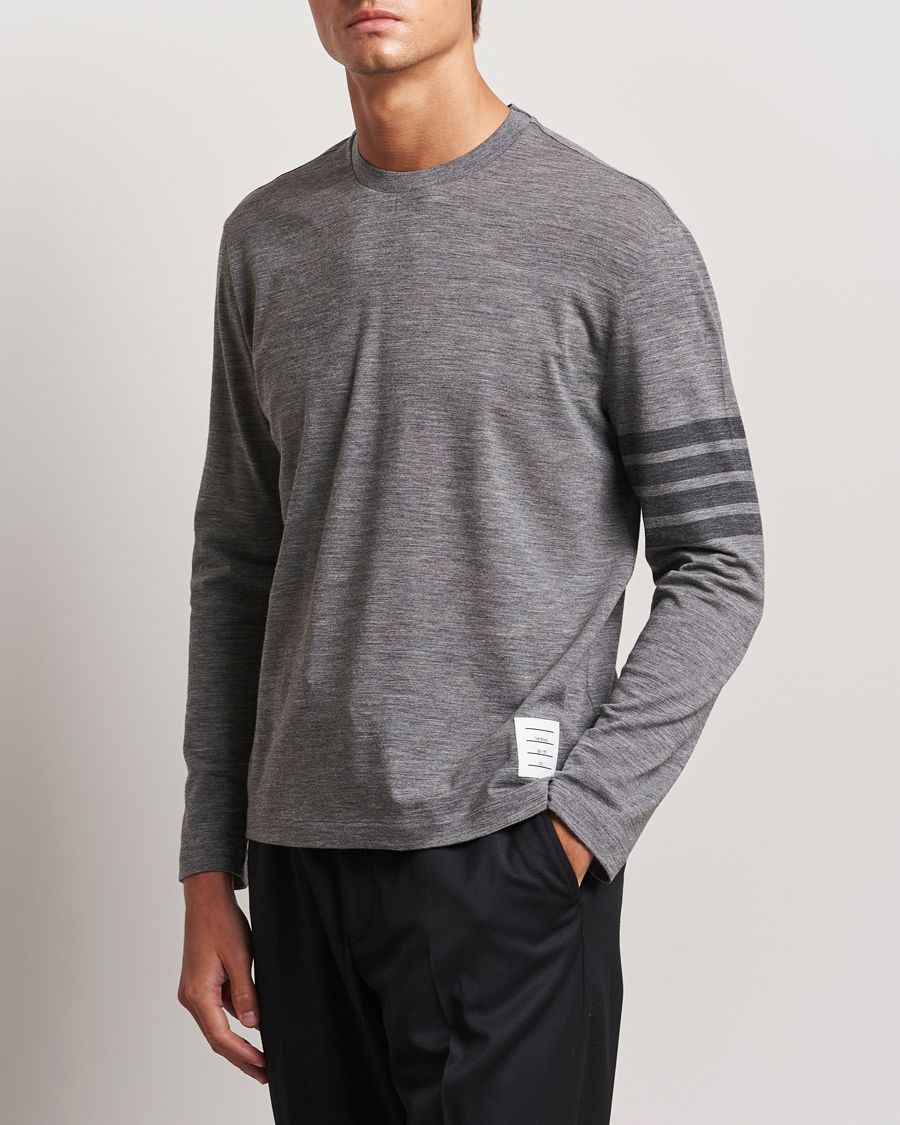 Men |  | Thom Browne | Long Sleeve Wool Jersey T-Shirt Medium Grey