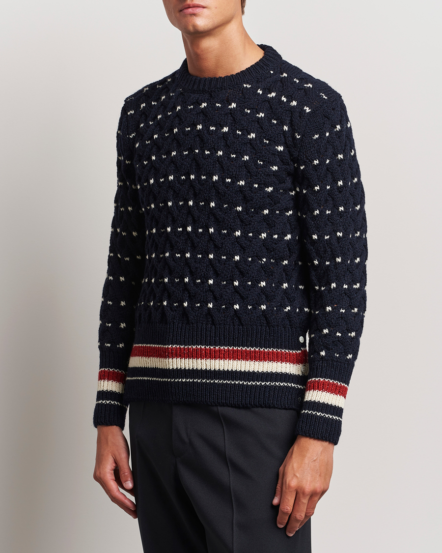 Men |  | Thom Browne | Donegal Cable Sweater Navy