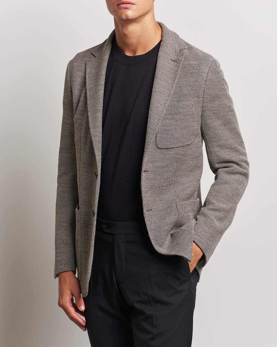 Men |  | Canali | Structured Wool Jersey Blazer Beige