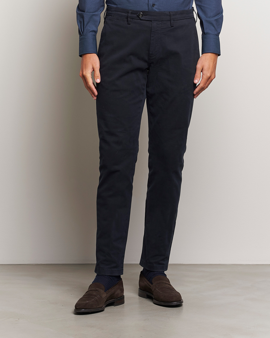 Men |  | Canali | Slim Fit Cotton Stretch Trousers Navy