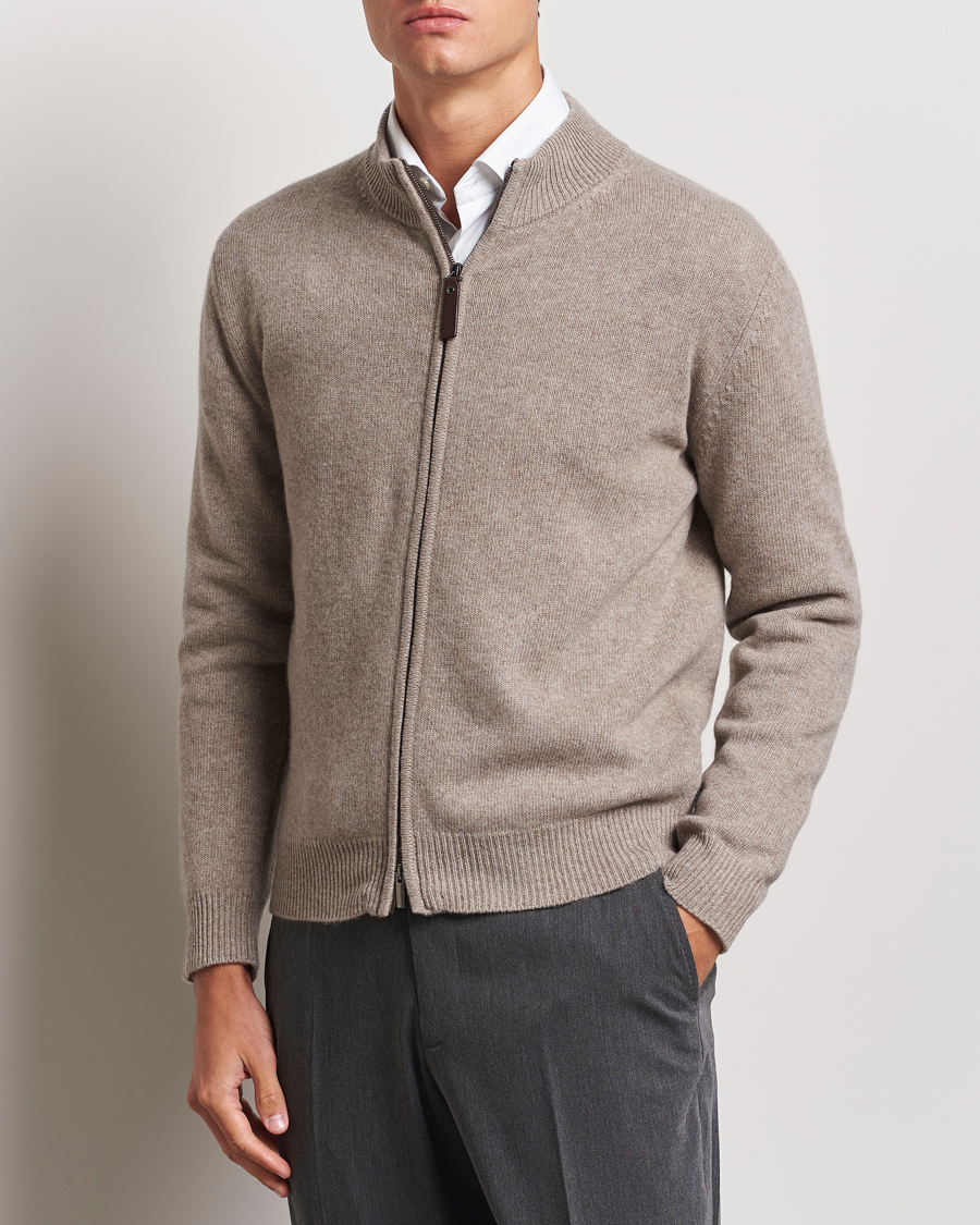 Men |  | Canali | Wool/Cashmere Full Zip Sweater Beige