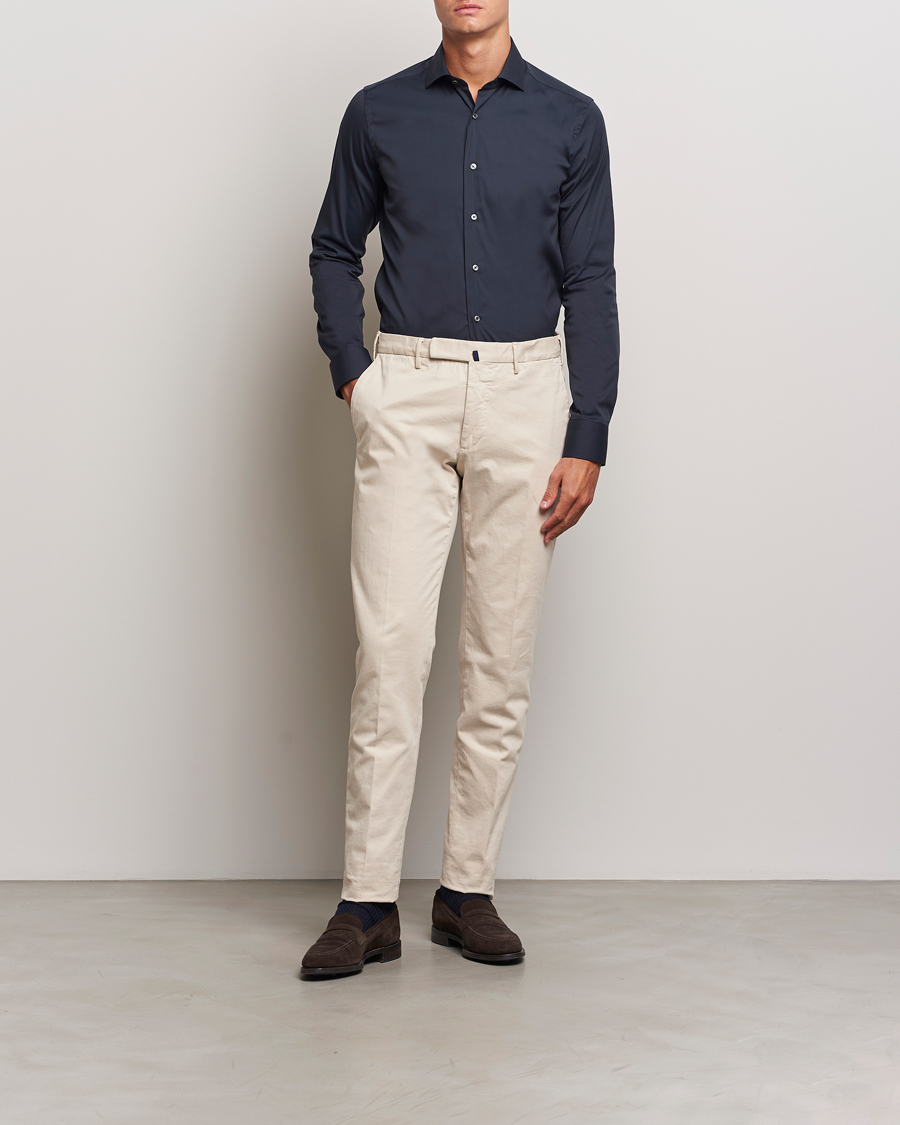 Men |  | Canali | Slim Fit Cotton/Stretch Shirt Navy