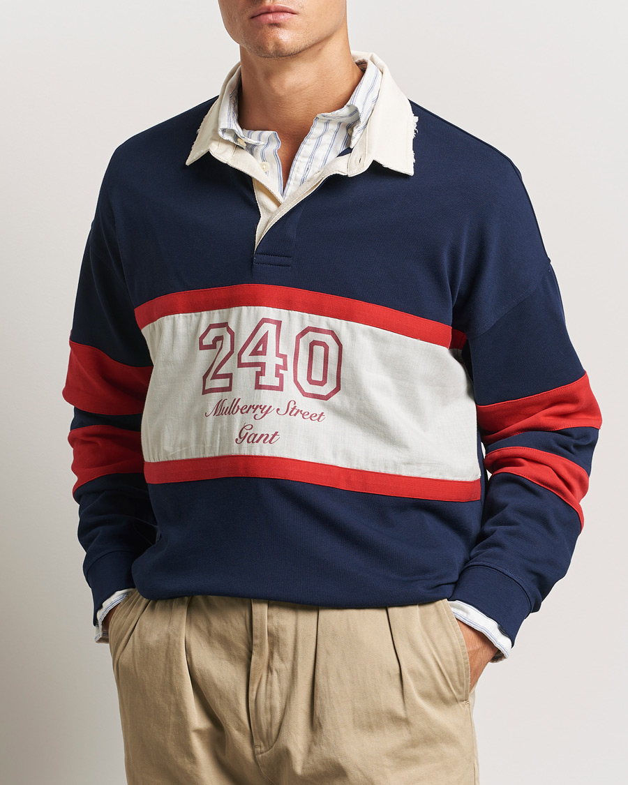 Men | Sweaters & Knitwear | GANT 240 Mulberry Street | Vintage Washed Heavy Rugger Classic Blue