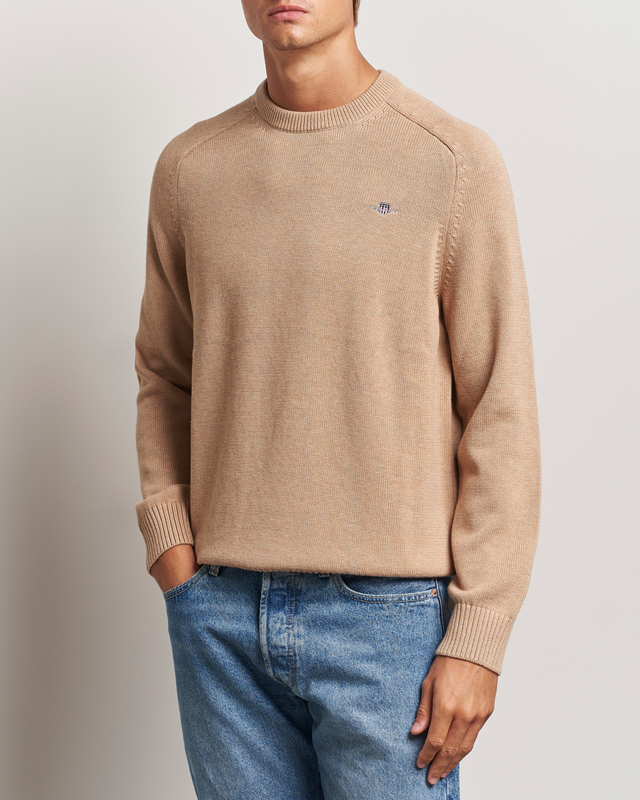 Men |  | GANT | Casual Cotton Saddle C-neck Khaki Melange