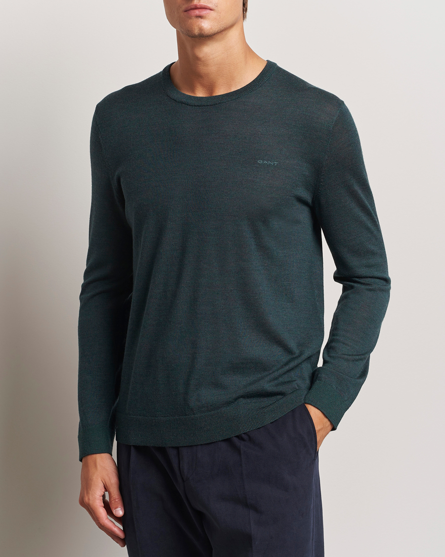 Men |  | GANT | Extrafine Merino Wool C-Neck Tartan Green