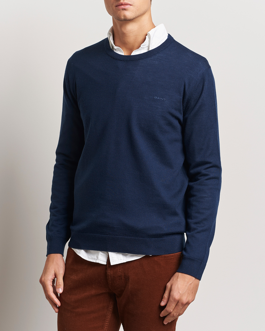 Men | GANT | GANT | Extrafine Merino Wool C-Neck Marine