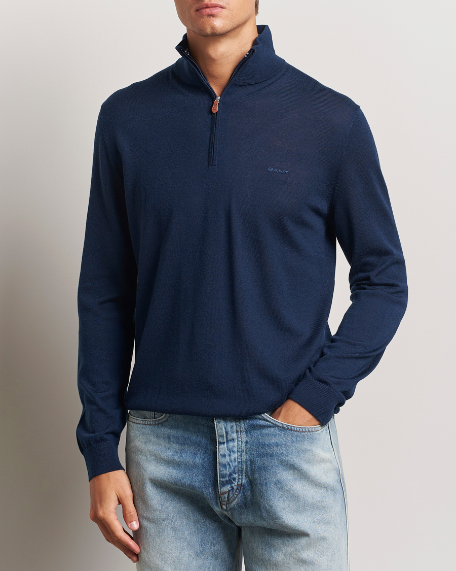 Men |  | GANT | Extrafine Merino Wool Half Zip Marine