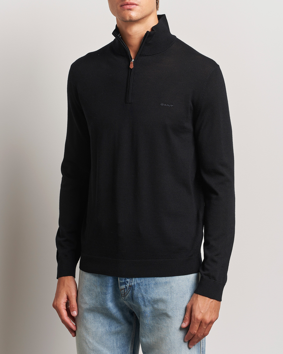 Men |  | GANT | Extrafine Merino Wool Half Zip Black