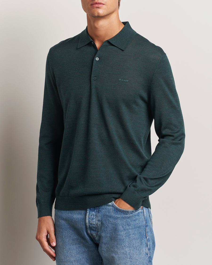 Men |  | GANT | Extrafine Merino Wool Polo Tartan Green