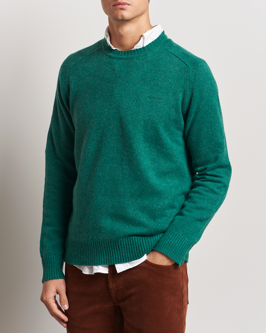 Men | GANT | GANT | Wool Blend C-Neck Deep Forest Green