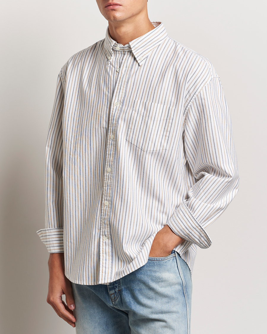 Men |  | GANT | Rel Herigate Oxford Stripe Shirt Eggshell