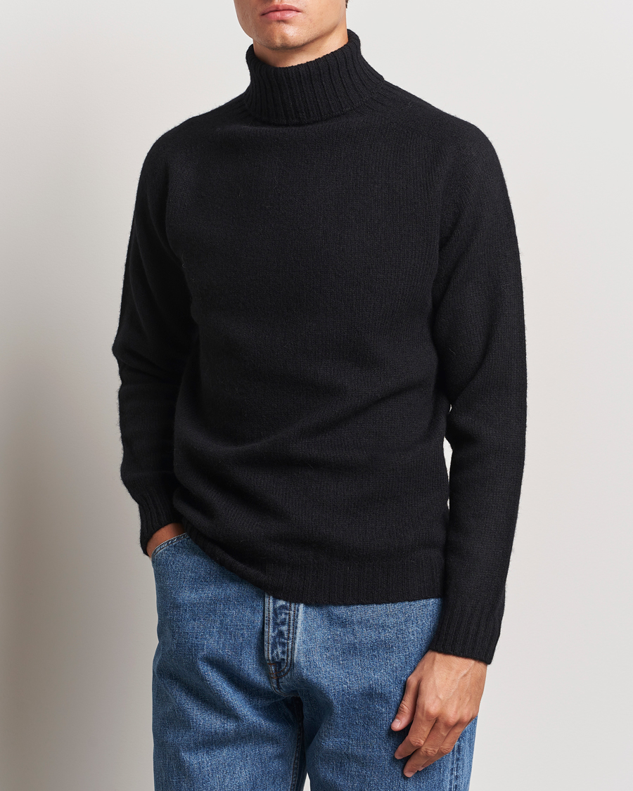 Men | Turtlenecks | Harley Of Scotland | Supersoft Lambswool Rollneck Black