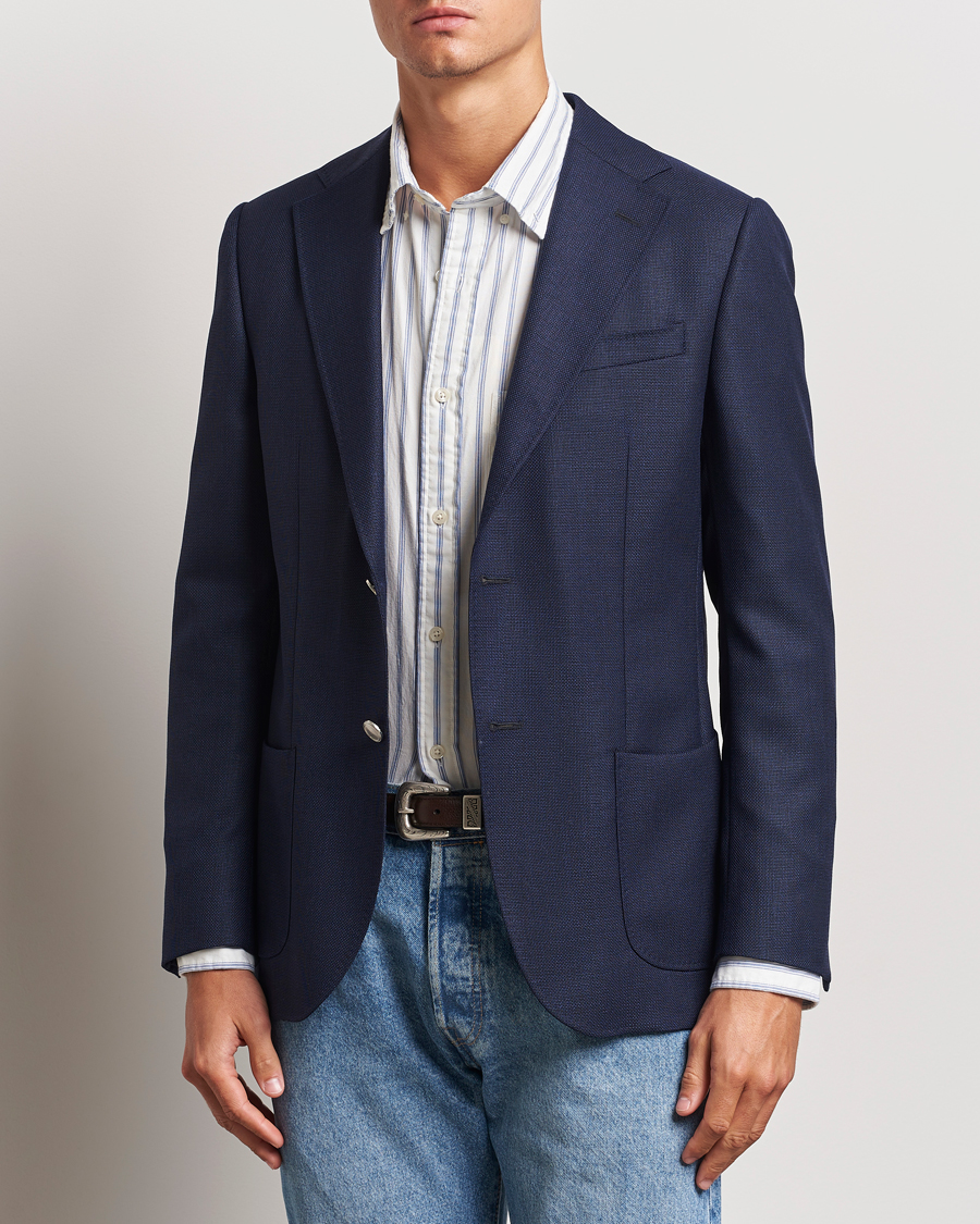 Men |  | Morris Heritage | Wool Hopsack Club Blazer Navy