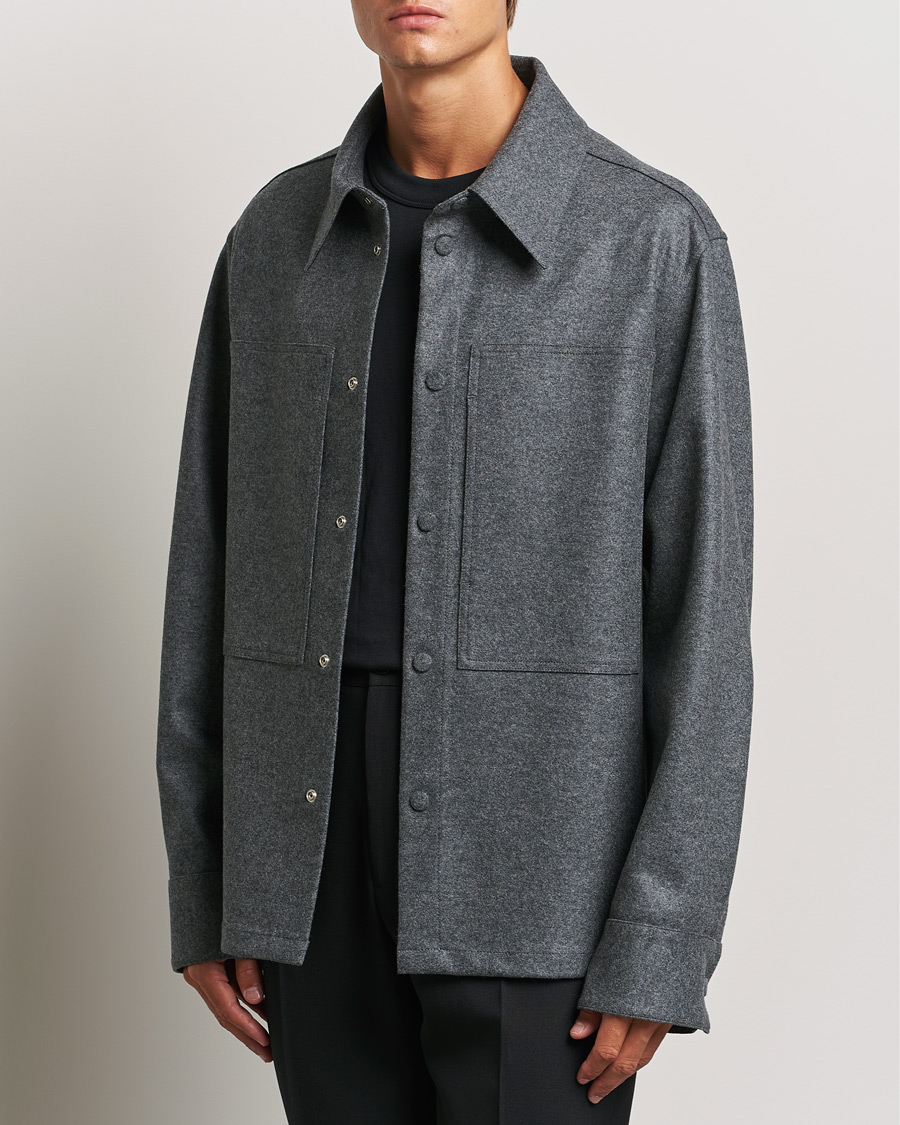 Men |  | Jil Sander | Wool Flannel Overshirt Grey Melange