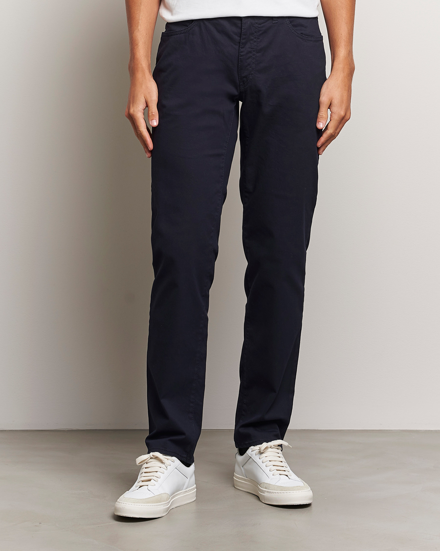 Men | Casual Trousers | Brax | Cadiz Cotton Satin 5-Pocket Pants Perma Blue