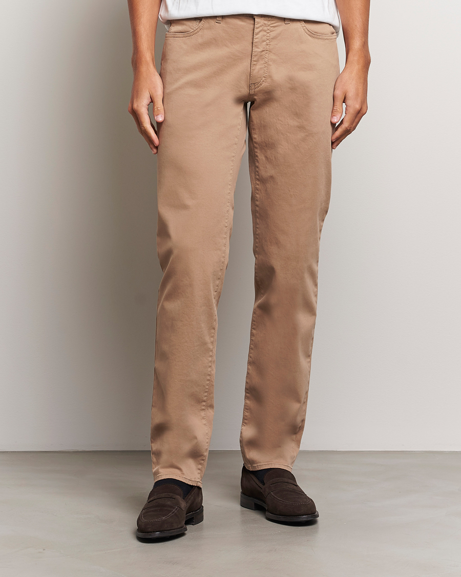 Men | Casual Trousers | Brax | Cadiz Cotton Satin 5-Pocket Pants Beige