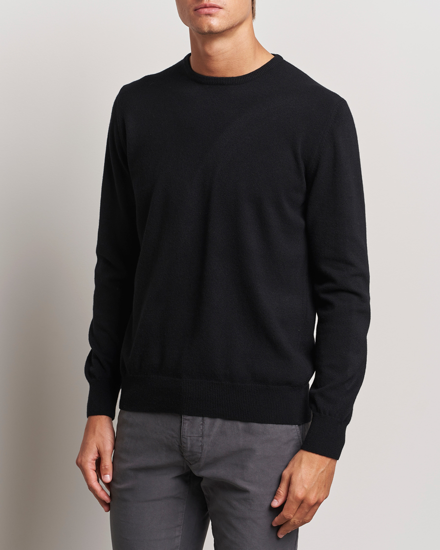 Men | Crew Neck Jumpers | Morgano | Wool/Cashmere Crewneck Black