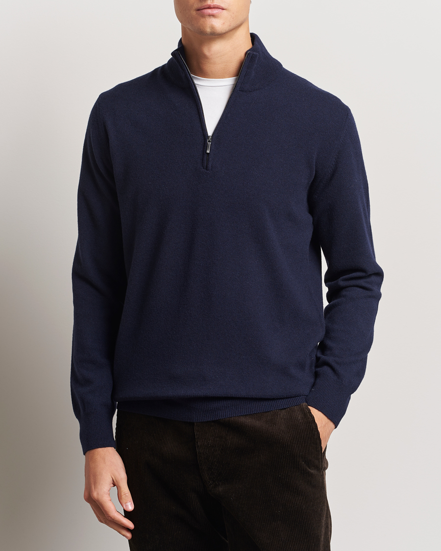 Men |  | Morgano | Wool/Cashmere Half-Zip Navy