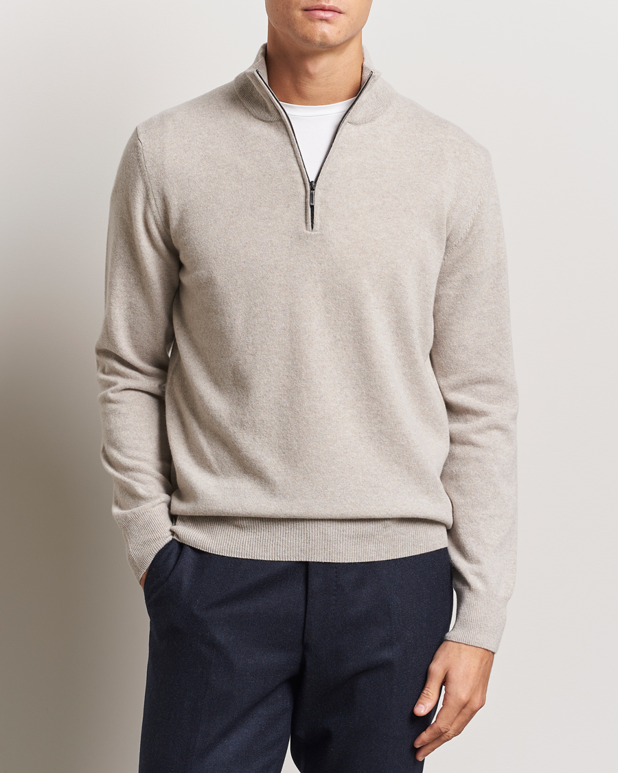 Men |  | Morgano | Wool/Cashmere Half-Zip Beige