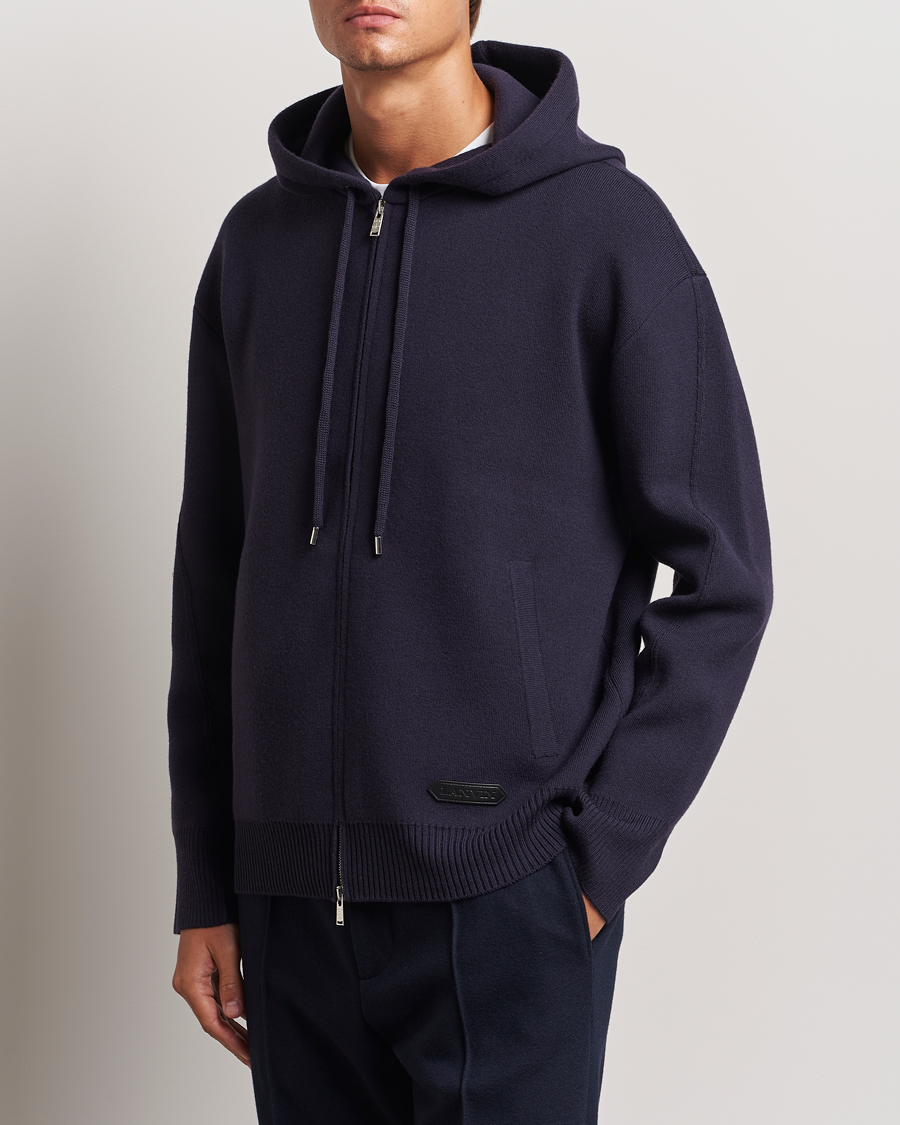 Men | Clothing | Lanvin | Merino Full Zip Hoodie Japanese Ink