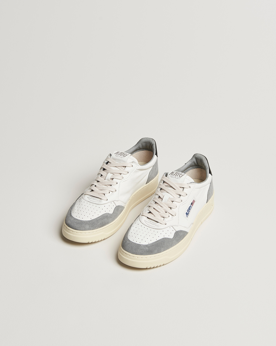 Men | White Sneakers | Autry | Medalist Low Goat Leather/Suede Sneaker Grey/Black