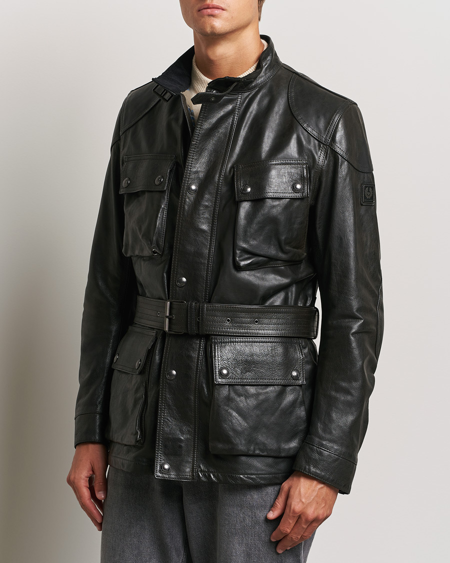 Men | Leather & Suede | Belstaff | Trailmaster Panther Leather Jacket Black