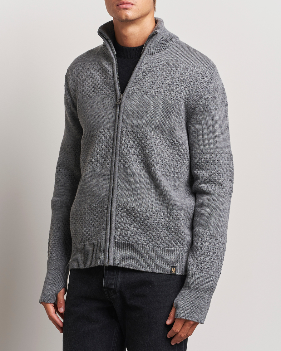 Men |  | Belstaff | Sternway Knitted Zip Cardigan Grey Heather