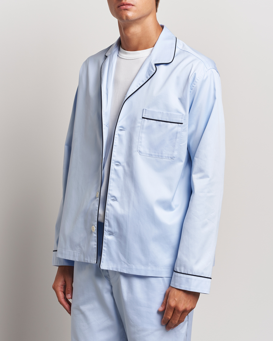 Men | Pyjama Tops | Tekla | Sateen Pyjama Shirt Bellhop Blue