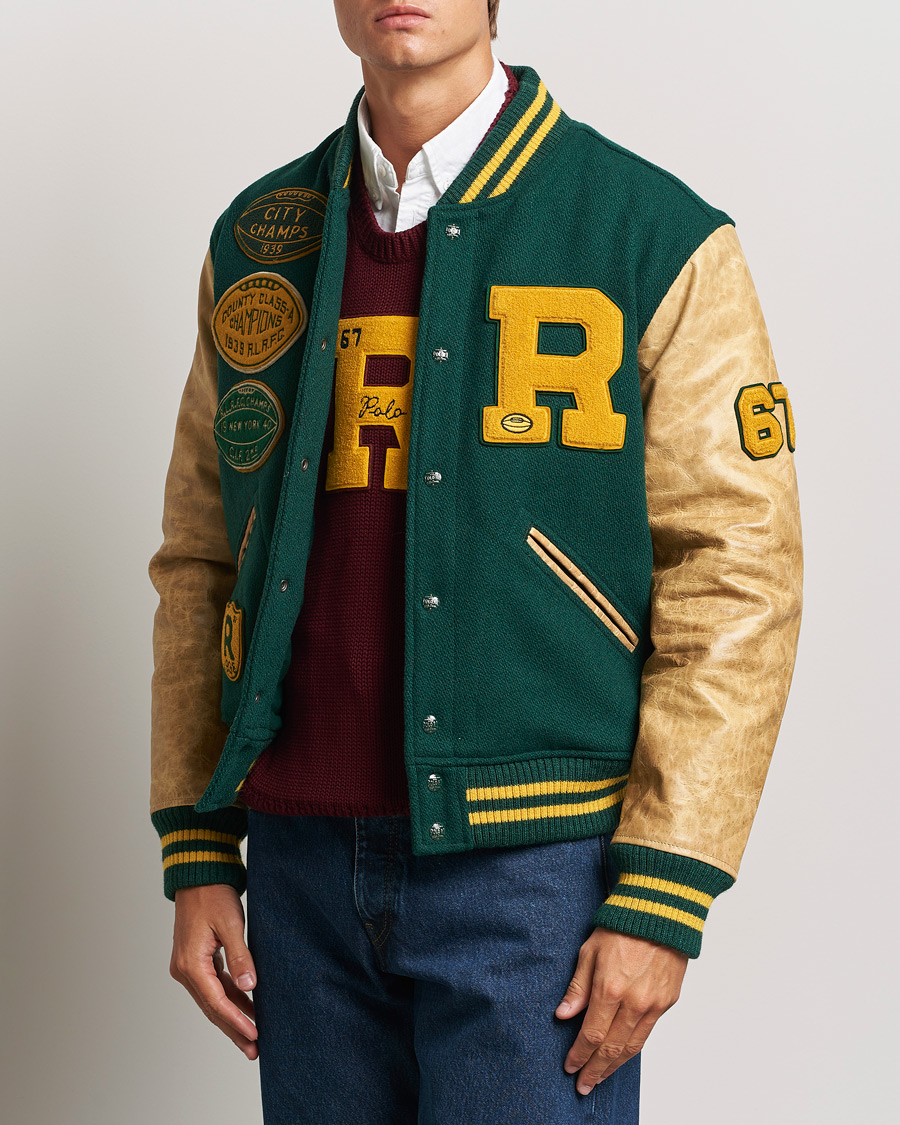 Men |  | Polo Ralph Lauren | Varsity Leather Bomber Moss Agate