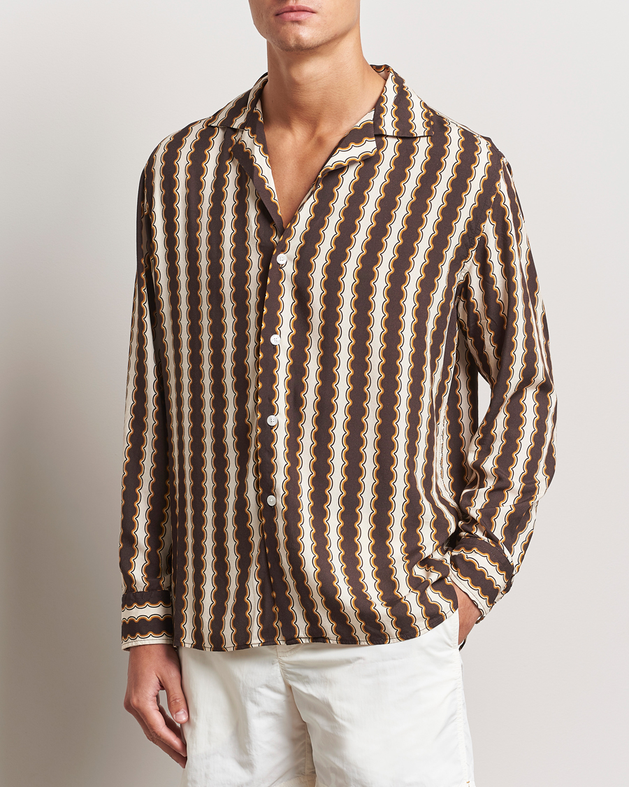 Men | Casual Shirts | OAS | Rapallo Long Sleeve Viscose Shirt Brown/Beige