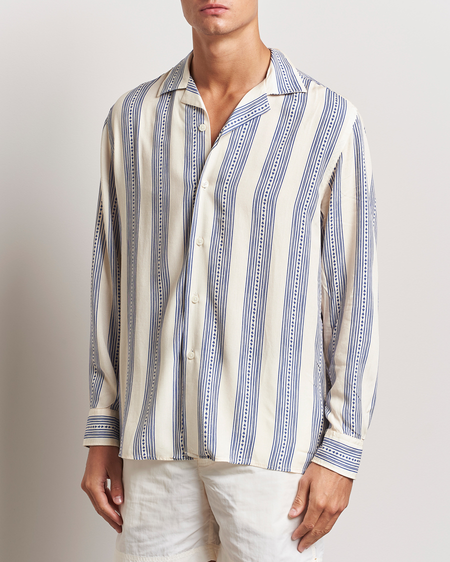 Men |  | OAS | Havana Long Sleeve Viscose Shirt Blue/White