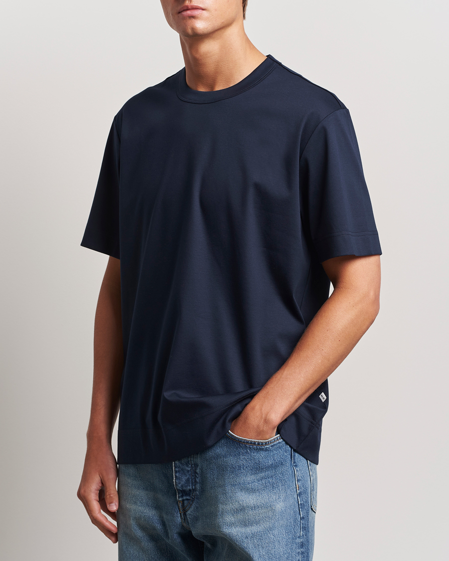 Men |  | NN07 | Pedro Mercerized Crew Neck T-Shirt Navy Blue
