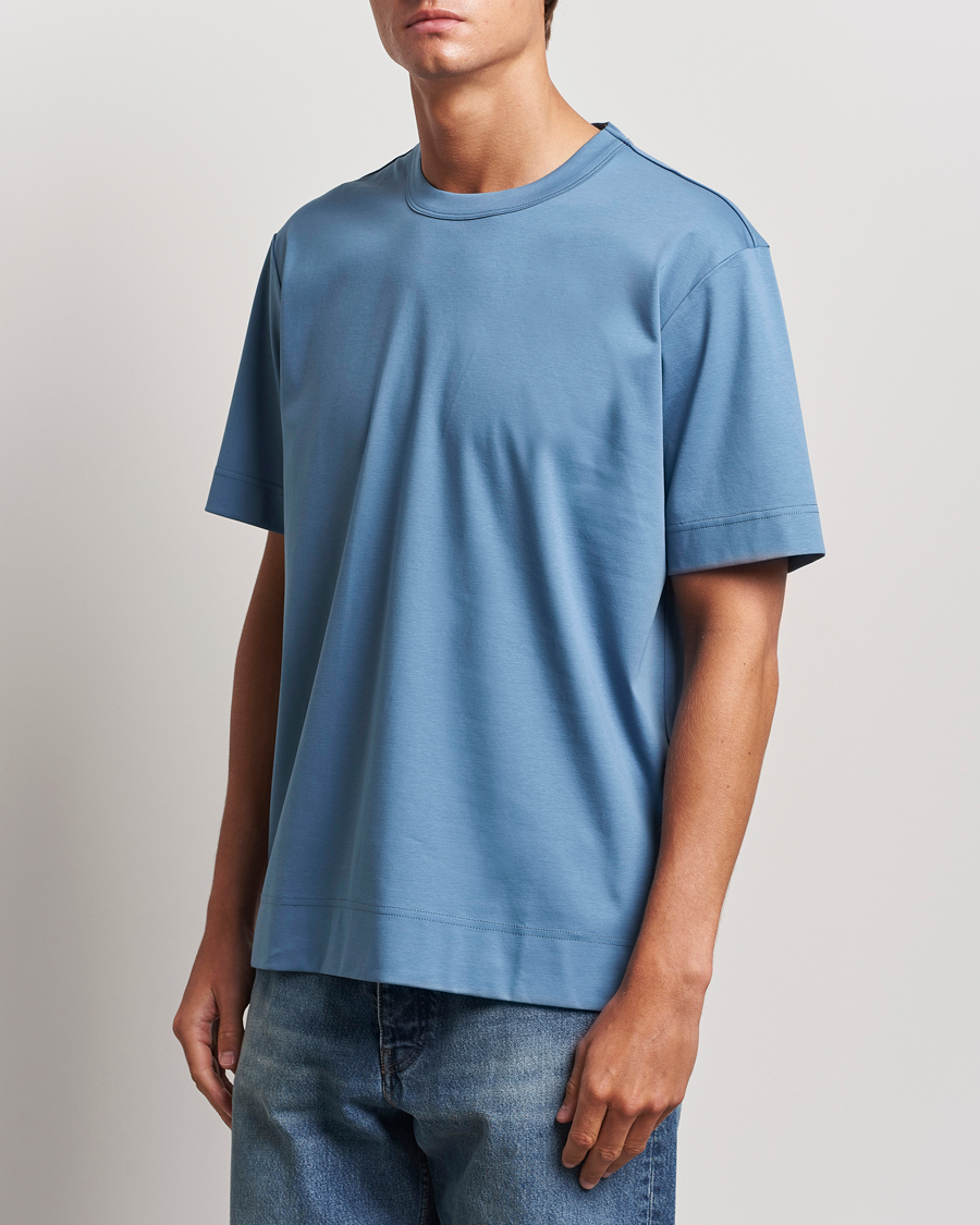 Men |  | NN07 | Pedro Mercerized Crew Neck T-Shirt Blue Jasper