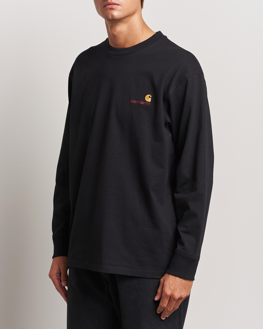 Men |  | Carhartt WIP | American Script Long Sleeve T-Shirt Black