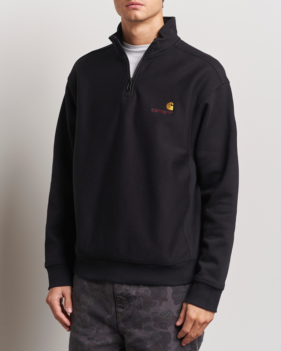 Men |  | Carhartt WIP | American Script Half Zip Sweatshirt Black