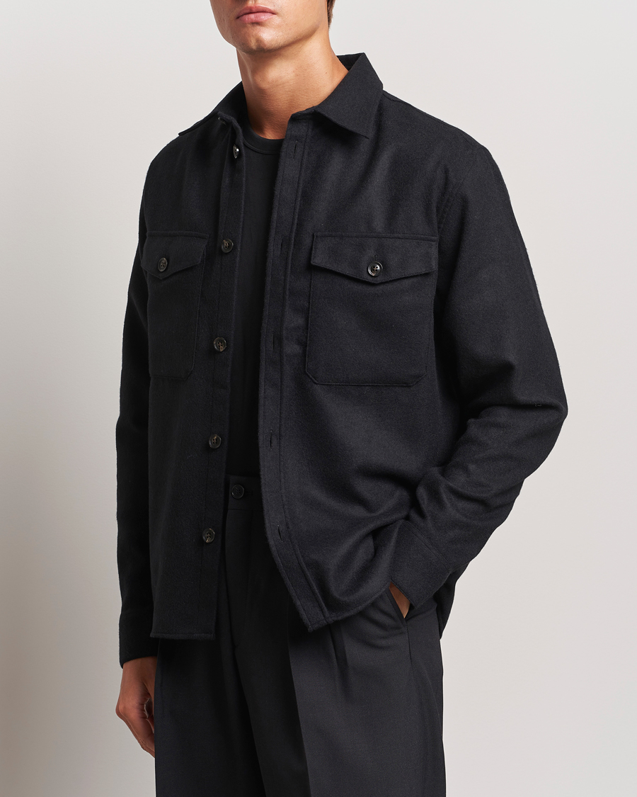 Men |  | J.Lindeberg | Flat Wool Overshirt Black