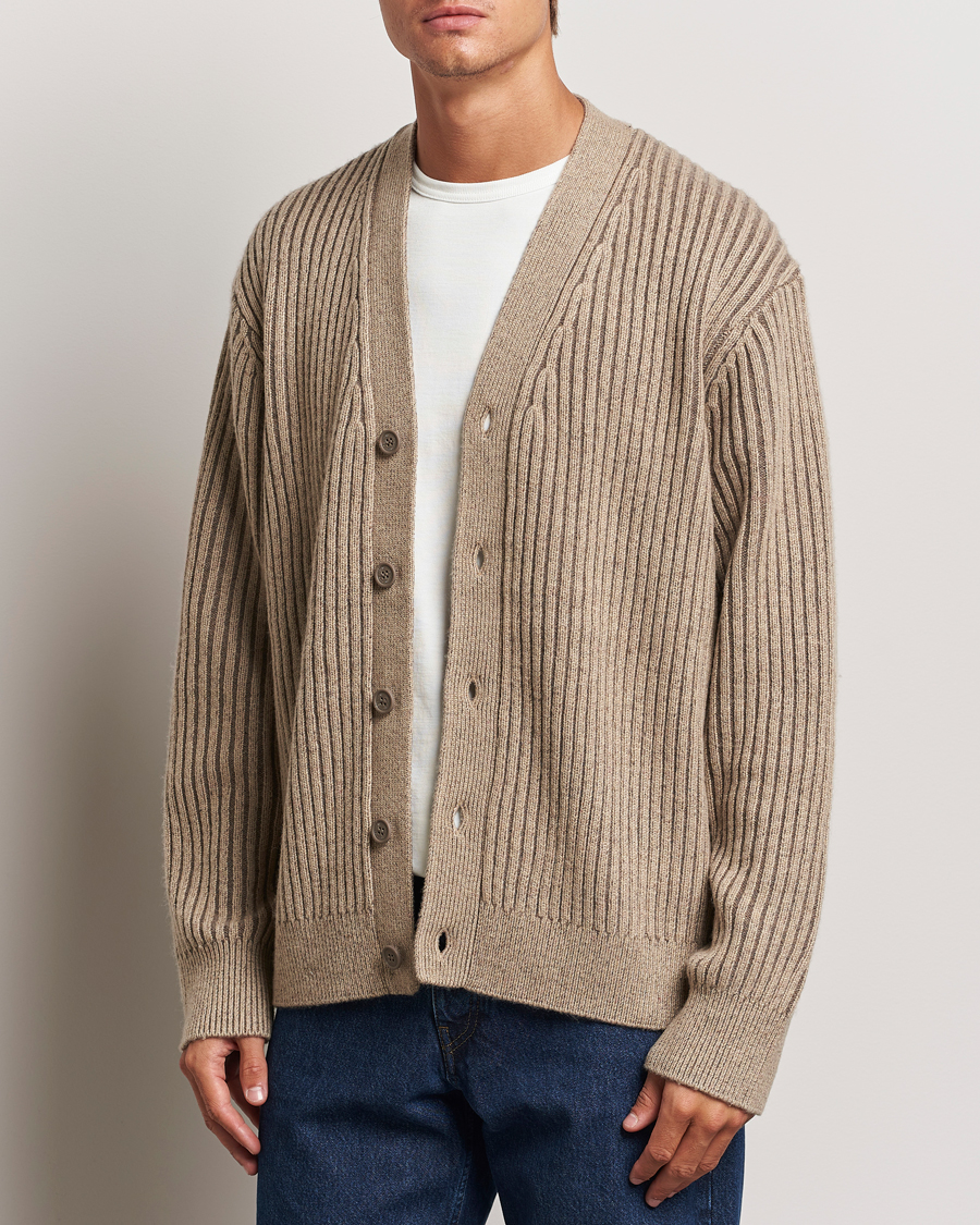 Men |  | J.Lindeberg | Twin Plated Knit Cardigan Tiger Brown