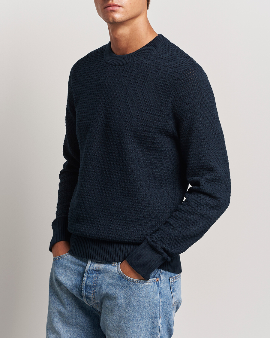 Men |  | J.Lindeberg | Oliver Structure Cotton Sweater Navy