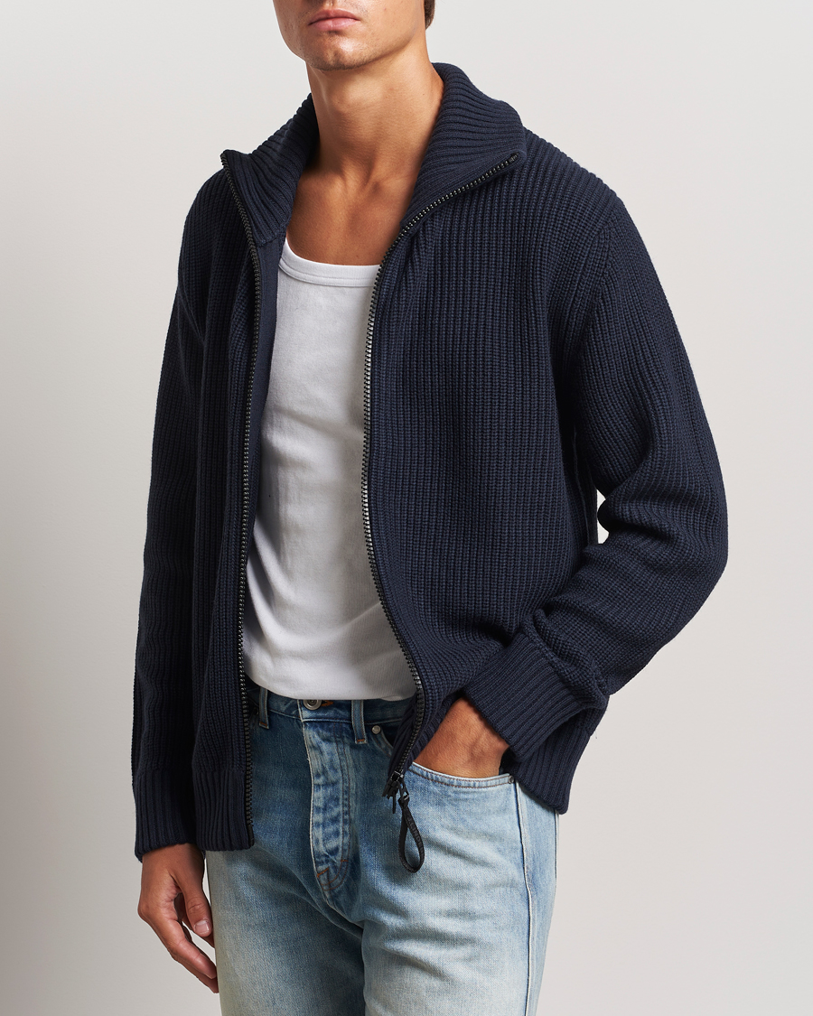 Men |  | J.Lindeberg | Skyler Wool Blend Zip Cardigan Navy