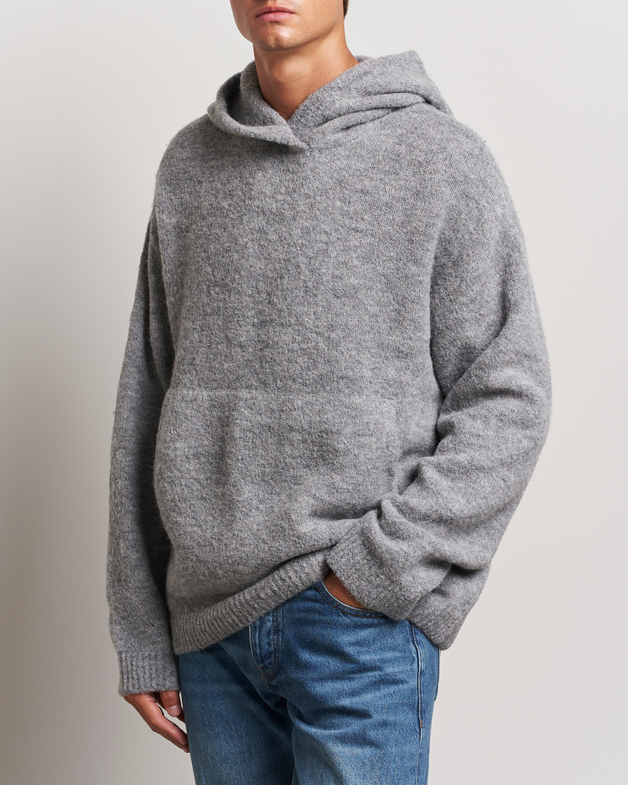 Men |  | J.Lindeberg | Broon Alpaca Blend Hoodie Mid Grey Melange