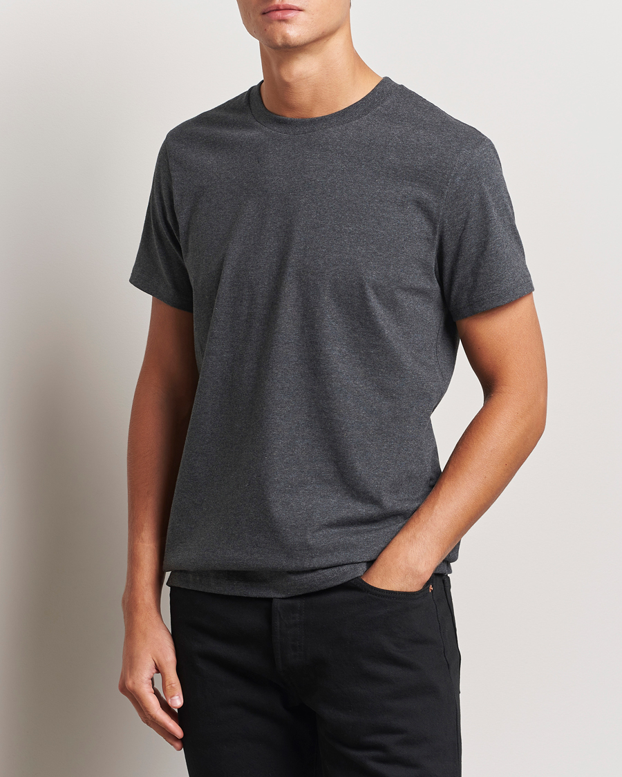 Men |  | Bread & Boxers | Heavy Cotton Crew Neck T-Shirt Dark Grey Melange