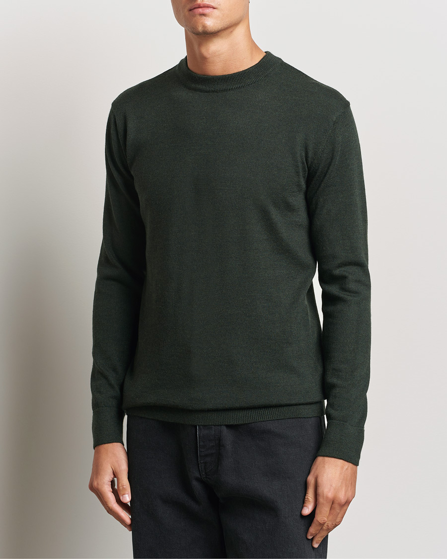 Men |  | KnowledgeCotton Apparel | Regular Merino Knit Crew Neck Green