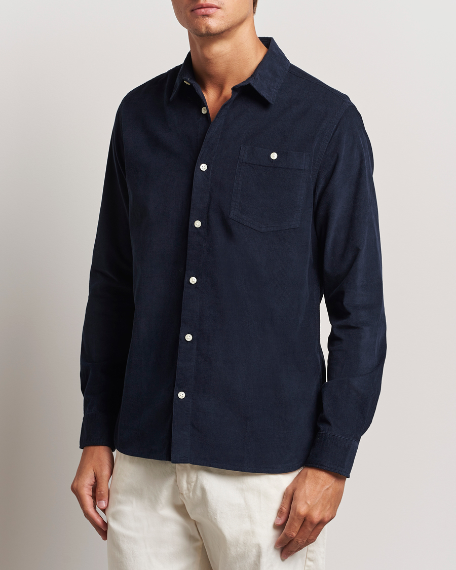 Men | Casual | KnowledgeCotton Apparel | Regular Fit Corduroy Shirt Navy