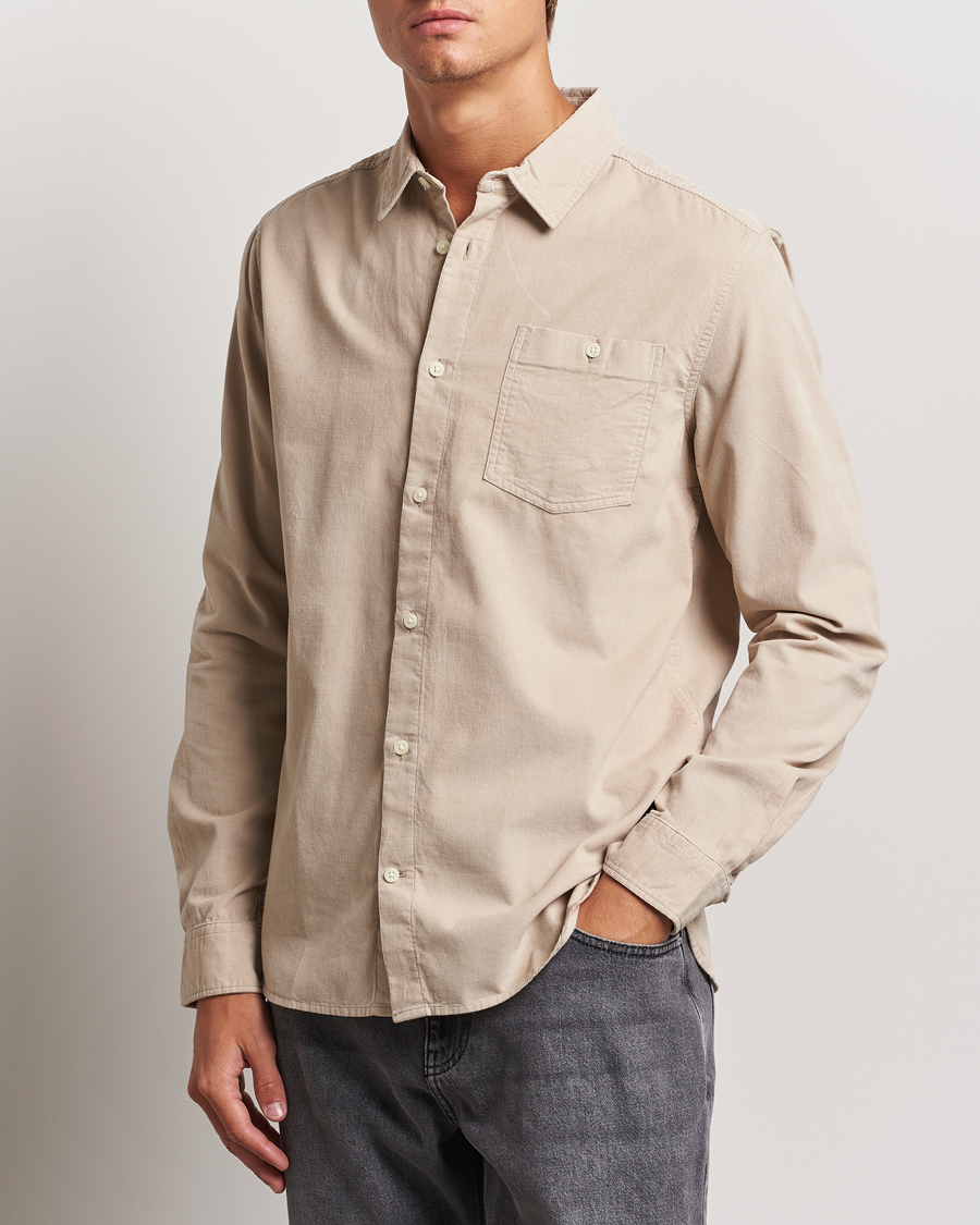 Men | Casual | KnowledgeCotton Apparel | Regular Fit Corduroy Shirt Beige