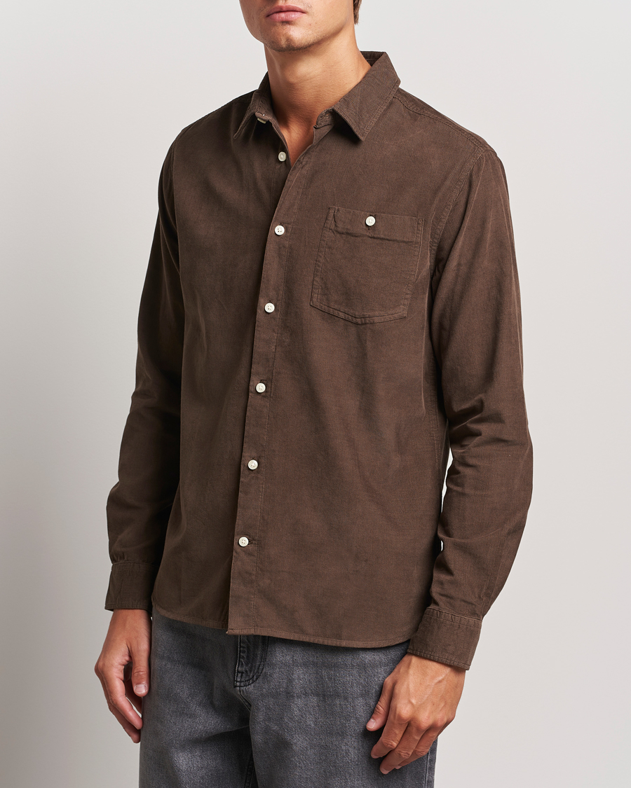 Men | Corduroy Shirts | KnowledgeCotton Apparel | Regular Fit Corduroy Shirt Brown